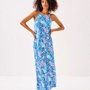 NWT Lilly Pulitzer KYLEIGH MAXI “Sunwashed Blue Sunbathers” MSRP $178 NWT sz LG